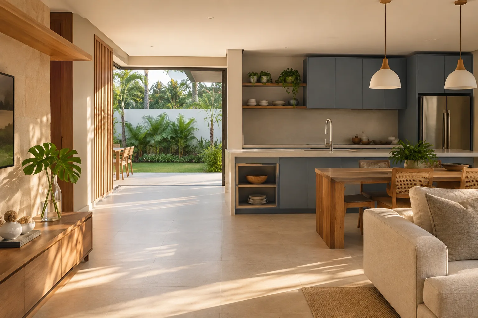 Ambiente de casa renovado, representando projetos realizados com materiais de construção